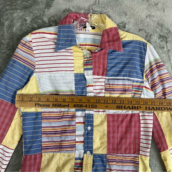 Vintage J Crew Madras Plaid Mixed Patchwork Top Small Preppy Lightweight Thin - Picture 10 of 12